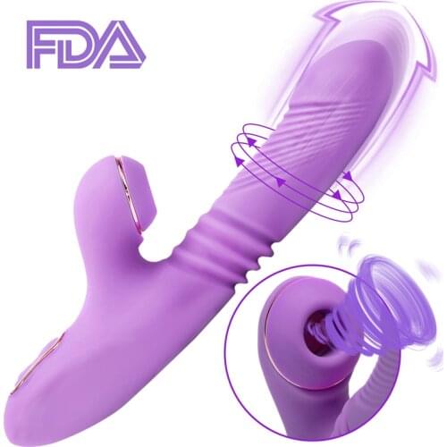 Sucking Vibrator Sex Toy for Women with 7 Thrusting & Rotating Actions for G Spot Clitoral Anal Stimulation, Dildo Vibrator