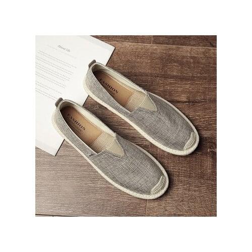 SZSGCN Breathable Linen Casual Mens Shoes Old Beijing Cloth Shoes Canvas Summer Leisure Flat Fisherman Driving Shoes walking