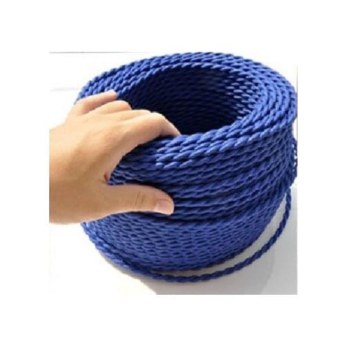12meters 2*0.75 fabric dark blue braided Wire Vintage Edison Light Lamp Cord Grip Twisted Fabric Lighting Electric Cable
