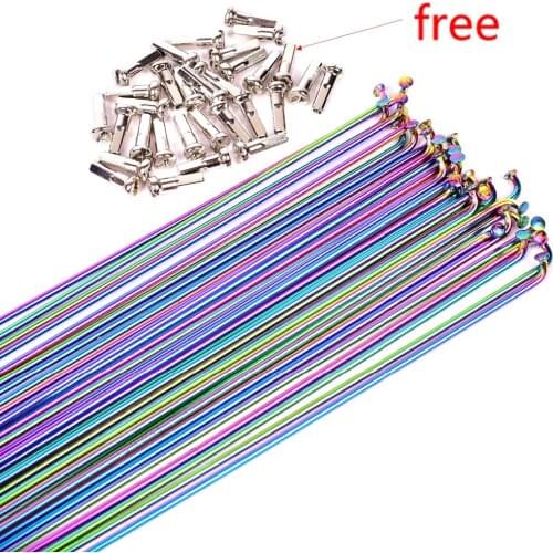 Bicycle Spoke Wire Vacuum Pating Rainbow 26 27.5 29 Inch Mountain / Road Bike 304 Stainless Steel 259/261/271/273/291/293MM