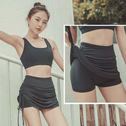 Female Yoga Skirt Running Fitness Breathable Sports Short Skirt Corset High Waist Sexy Yoga Anti-light Side drawstring Design