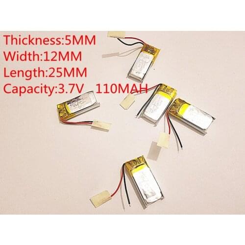 10 PCS free shipping 3.7V lithium polymer battery 110 mah 051225 recorder Bluetooth Battery