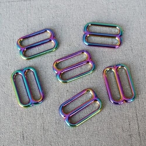 100 Pcs/Lot 25mm Colourful Metal Slider Buckle use for Bag Strap Clasp Handbag Web Belt Adjust Round DIY Leather Accessory