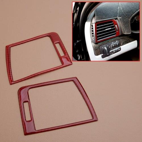2pcs Red Car Dashboard Side Air Vent Outlet Frame Trim Cover Fit For BMW 3 Series E46 1998 1999 2000 2001 2002 2003 2004 2005
