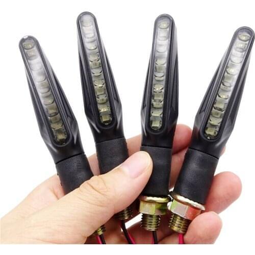4 or 2 Pcs Universal Motorcycle Turn Signal Light Motorcycles Flowing Water Blinker Flashing Indicator Bendable Amber LED Light