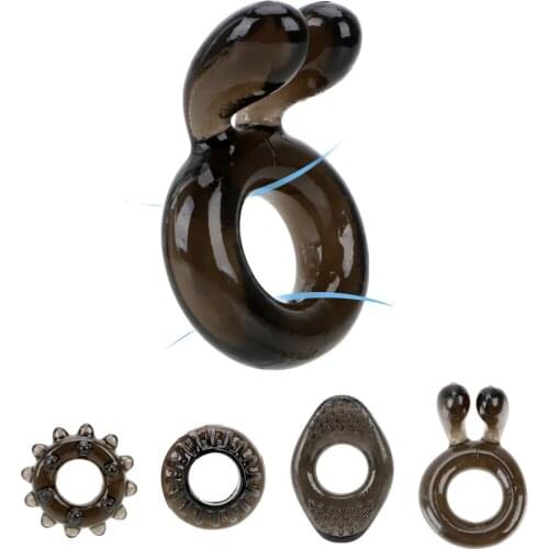 4 Piece /Set Penis Ring Enlargement Penis Sleeve Extender Clitoral Stimulate Ring Ejaculation Delay Sex Toy for Men