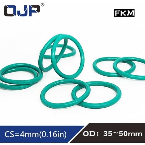 5PCS/lot Rubber Ring Green FKM O ring Seal 4mm Thickness OD35/36/38/40/42/44/45/46/48/50mm Rubber O-Ring Seal Gasket Ring Washer