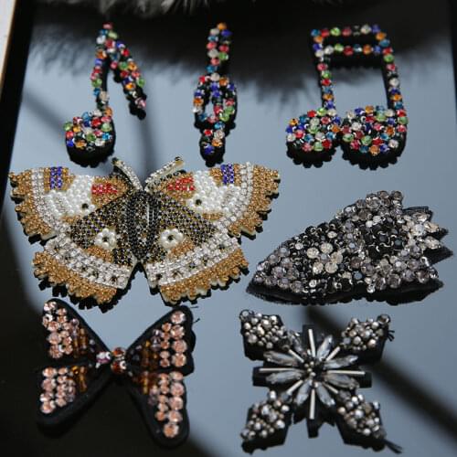 3D Handmade beaded butterfly Patches for clothing DIY sew on sequin rhinestone parches Beaded applique punkparches bordados para