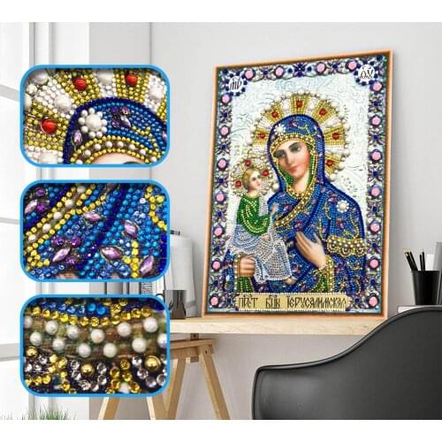 AZQSD Diamond Mosaic Partial Drill Special Shaped Icon Religion Diamond Painting Virgin Mary Rhinestone Embroidery With Diamonds