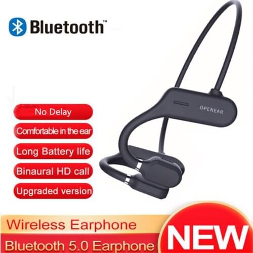 AS3 Air Bone Conduction Headset Bluetooth 5.0 Ear Hook Headphones with Mic for Handsfree Calling IPX5 Waterproof Earphones