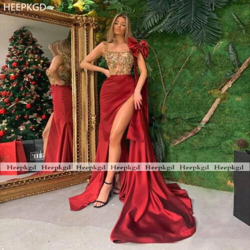 Burgundy Long Mermaid Evening Dress Customize Crystal Satin Sexy Beauty Pageant Dresses For Women Plus Size Prom Party Gowns