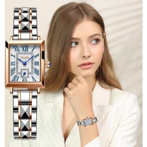 2021New Sunkta Watch for Women Luxury Brand Ladies Square Watch Roman Analog Display Waterproof Lady Quartz Watches Montre Femme