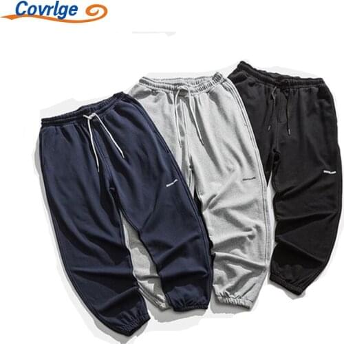 Covrlge Men Pants Autumn Simple Solid Color Small Letter Printing Casual Trousers Loose Handsome Boys' Footwear Pants MKX109