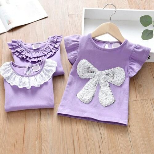 Toddler Girl T-shirt Summer Children Tops Tshirts Baby Kids Clothes Girls T Shirt Short Sleeve infant bow flowers