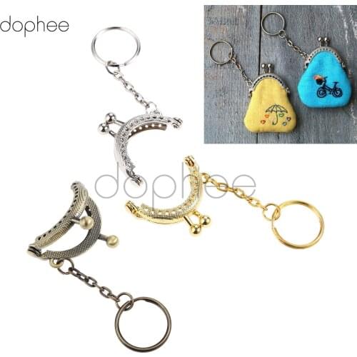 Dophee 5pcs 4cm Arch Purse Coin Bag Stylish Metal Frame 3 Colors with Key Chain For Purse Lady Handbag