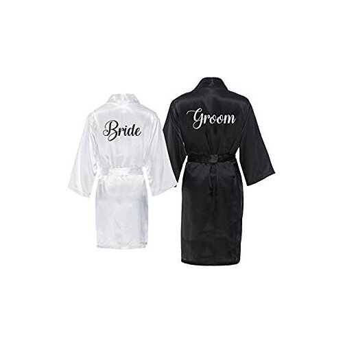 Personalize roles Wedding bride groom Lingerie satin silk pajamas Bachelorette robes kimonos gowns gifts