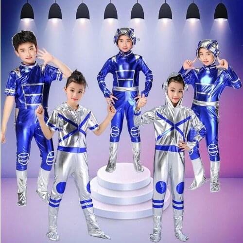Kid party cosplay robot costume astronaut performance space stage dance wear children clothing jumpsuit skirt clothes boy girl