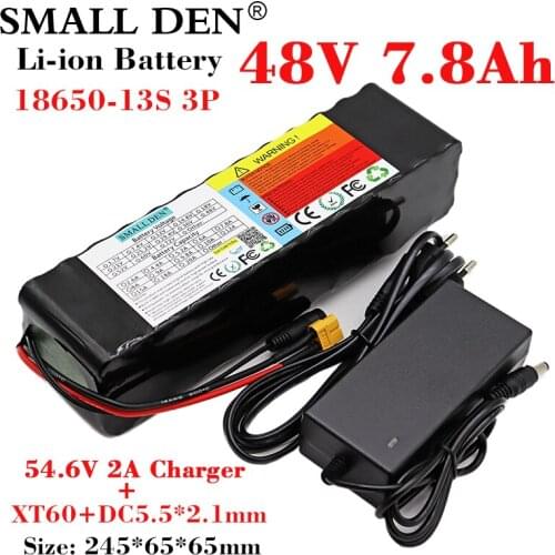 48V 7.8ah 8ah 18650 lithium battery pack 13S3P 800W motor 54.6V Electric bicycle Scooter ebike battery with 15A BMS + 2A Charger