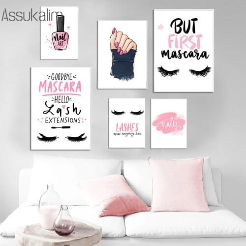 Fashion Wall Painting Abstract Posters And Prints Eyelashes Art Poster Nail Polish Print Makeup Pictures Girl Bedroom Decor