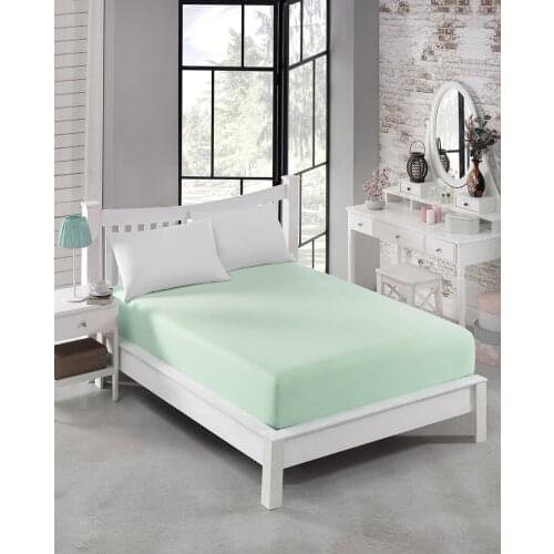 100% Cotton Solid Fitted Sheet Mattress Cover +30cm Four Corners With Elastic Band Bed Sheet Made in Turkey (No Pillow Case)
