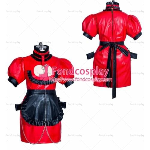 French Sissy maid leather lockable dress Uniform cosplay costume Tailor-made[G3935]