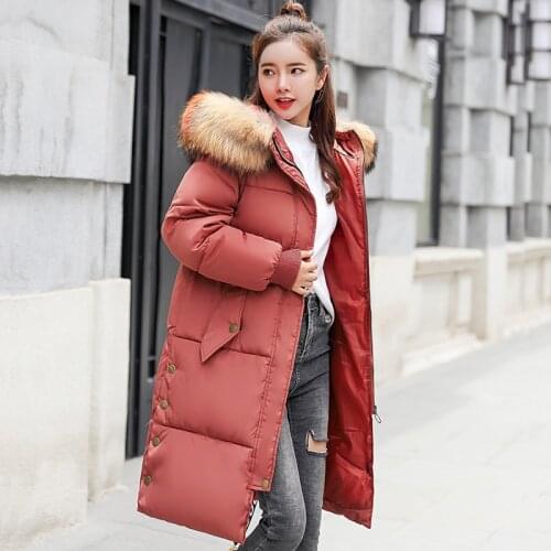 2019 Winter New Pattern Korean Self-cultivation Seta Lead Long Fund Ma'am Down Cotton-padded Thickening Cotton Loose Coat