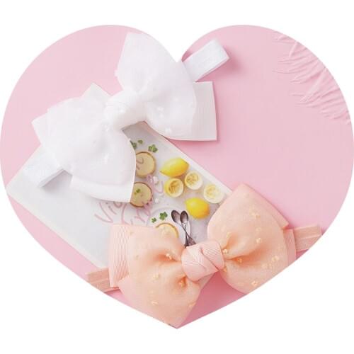 New Chiffon Big Bow Hairband Princess Nylon Headbands Newborn Print Headband Headwear Stretchy Hair Ties Baby Hair Accessories