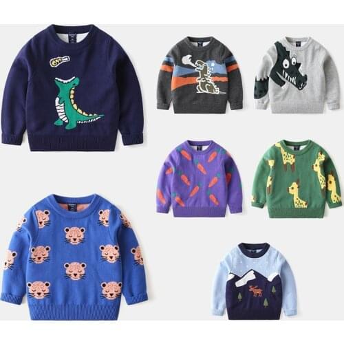 Baby Boy Clothes Winter Knitted Sweater Cartoon Long Sleeve O Neck Knitted Outwear Costume Casual Pullover Tops For 2-7y