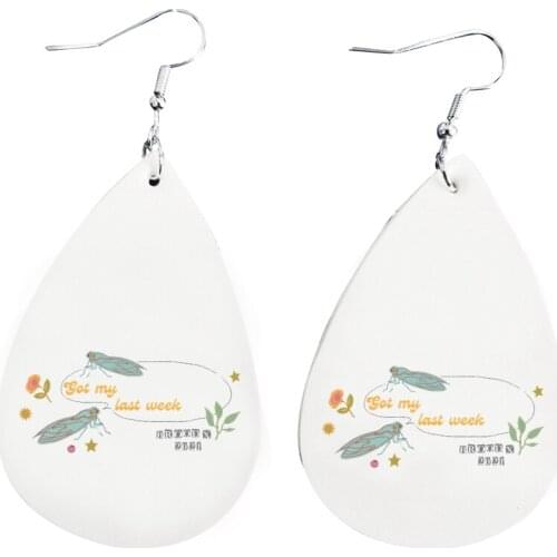Wholesale New Drivers License Theme Earrings- Faux Leather Teardrop Earrings Double Print