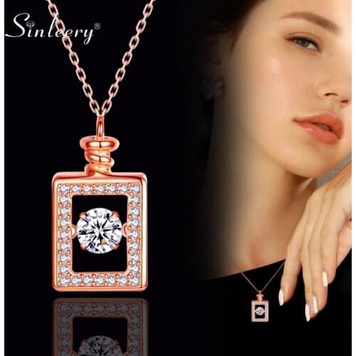 SINLEERY Hollow Perfume Bottle Choker Necklace Rose Gold Silver Color Chain Tiny Crystal Necklace Girlfriend Gifts XL744 SSA