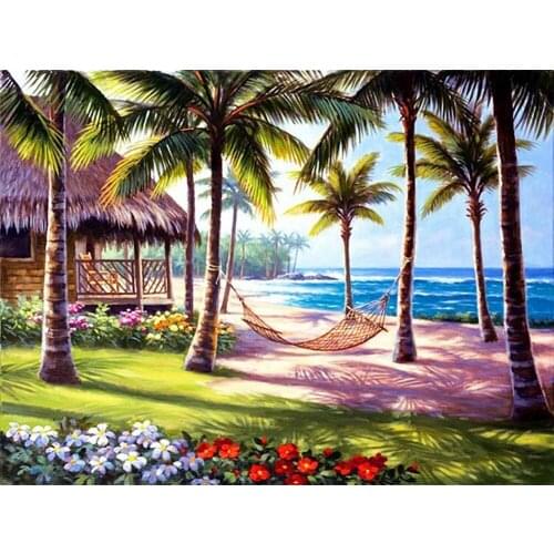 Landscape Sunset∕love Beach DIY Embroidery Cross Stitch 11CT Kits Craft Needlework Set Cotton Thread Printed Canvas Sale