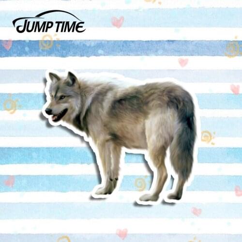 Jump Time 13cm x 10.9cm Danger Animal Car Sticker Observing Grey Wolf Vinyl Decal Laptop 3D Car Styling Waterproof Accessories