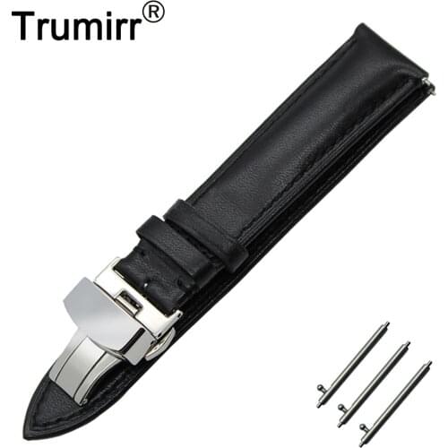 18mm 20mm 22mm Genuine Leather Watch Band Quick Release Strap for Orient Butterfly Buckle Wrist Belt Bracelet Black Brown