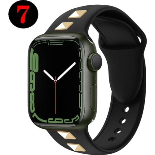 Silicone Studded Strap for Apple watch series 6 5 4 3 2 band for iwatch silicone band punk rivet style 38mm 40mm 42mm 44mm Band