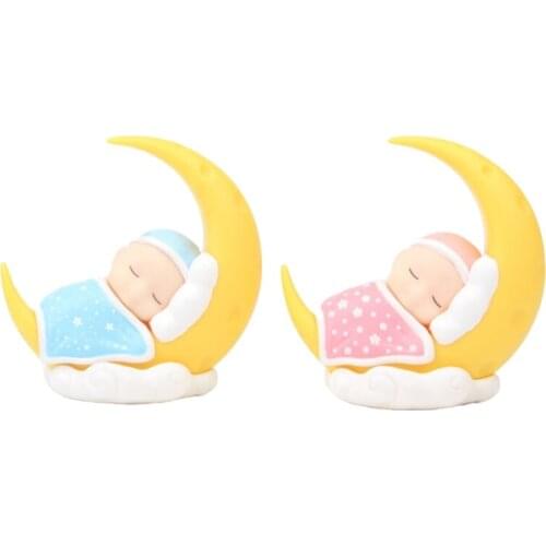 Handmade Cake Decorative Ornaments, Cute Sleeping Quilt Cover Baby for Birthday Cake Decoration, Blue/Pink M17D