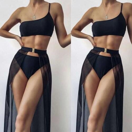 Sexy Swimwear Women Three Piece Swimsuit Beach Solid Color Bikini Suit Swimsuit Beachwear Biquini Beach Wear Bathing Suit Mujer
