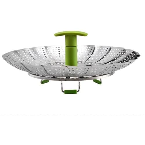 Stainless Steel Folding Steamer Kitchen Tool Save Storage Space Multifunctional Silver Scalable Petals Design Food Basket