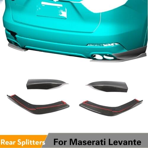 Carbon Fiber Rear Bumper Diffuser Lip Spoiler Splitters For Maserati Levante 2016 - 2018 Rear Bumper Guard