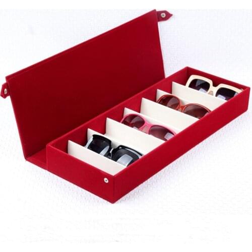 High Quality Velvet Storage 8 Grids Display Glasses Case With Lids Eyeglass Sunglasses Stand Case Box Holder Makeup Organizer
