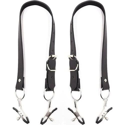 Sex Slave Nipple Clamps Belt PU Metal Breast Clip Breast Toys Adult Games Clitoral Stimulation For Couples Erotic Accessories