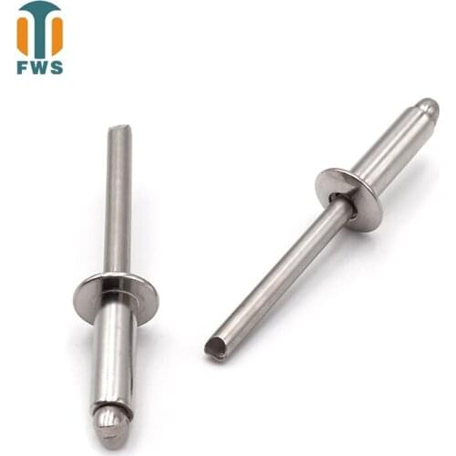 100 PCS M4 8-20mm DIN EN ISO 15983 GB /T 12618.4 Stainless Steel Open End Blind Rivets Pop Rivets With Protruding Head