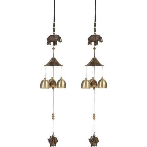 2Pcs Antique Bronze Wind Chime Yard Garden Outdoor Living Decoration Metal Wind Chimes Chinese Feng Shui Lucky Bell
