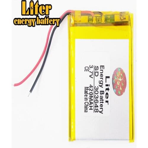 3.7V 420mAh 303648 Lithium Polymer Li-Po li ion Rechargeable Battery cells For Mp3 MP4 MP5 GPS