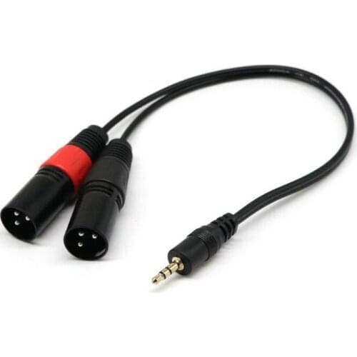 3.5mm to Dual XLR 3 Pin Splitter Audio Cable Hifi PC Headphone Mixer Speaker 3.5 XLR Mic Cable 30cm