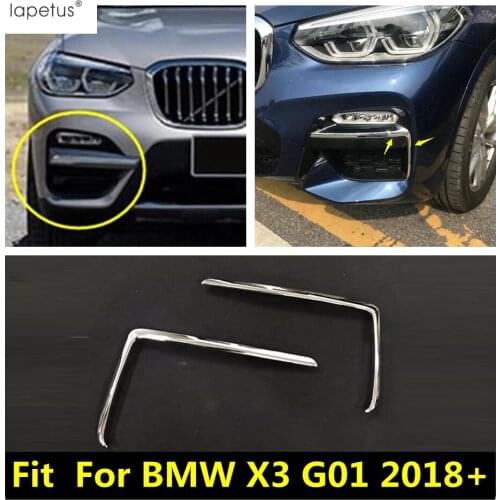 Lapetus Accessories For BMW X3 G01 2018 - 2020 Front Fog Lights Lamp Eyelid Eyebrow Protector Strip Molding Cover Kit Trim / ABS