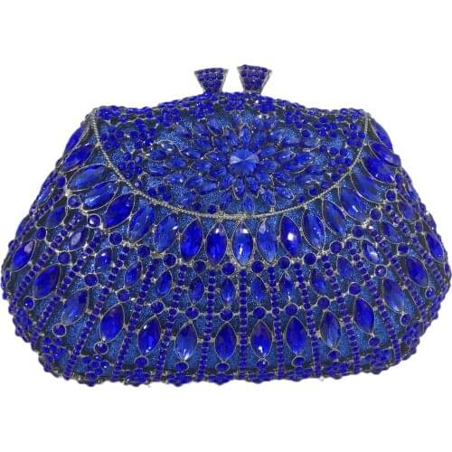 Boutique De FGG Hollow Out Silver Crystal Purses Women Evening Bags Wedding Party Bridal Clutch Minaudiere Handbag