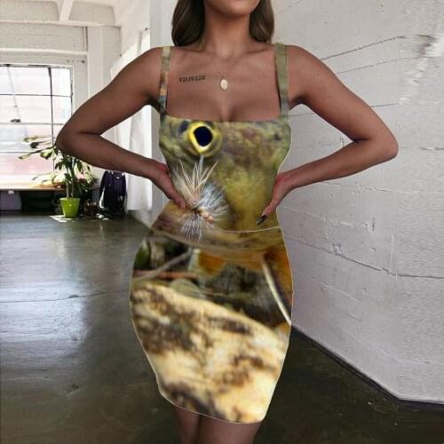 Giyu Brand Animal Dress Women Fishing Halter Sleeveless Novel Bodycon Dress Womens Clothing Mini Evening Short Boho Fashion