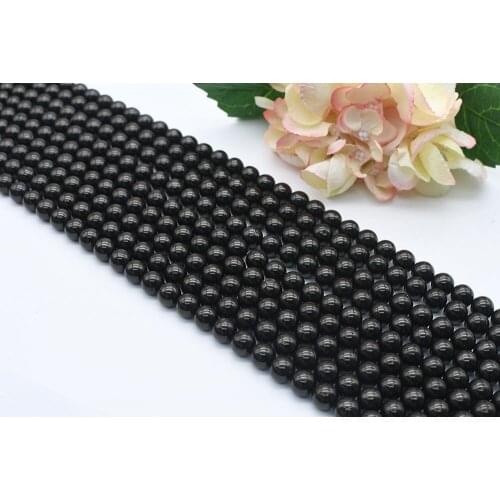 6-10mm Natural Smooth Coal spar Round stone beads For DIY Bracelet Necklace Jewelry Making Strand 15"