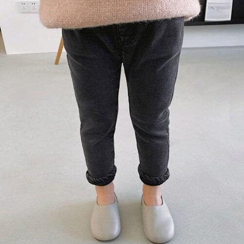 Kids Boy Girl Casual Jeans 2021 New Fashion Baby Solid Pure Color Jeans Childrens Skinny Trousers Fall Autumn Denim Pants 1-7Y