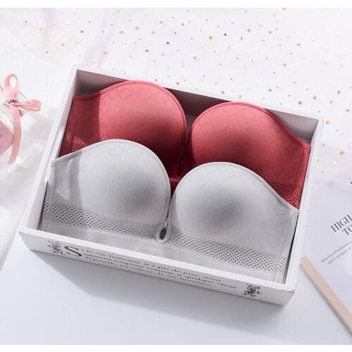 Women Sexy Invisible Bra Push Up Bralette Strapless Bras Underwear Comfort Thick Lingerie 1/2 Cup Seamless Non-slip Brassiere